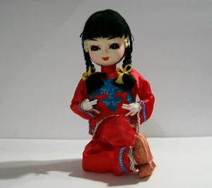 Vintage Big Eyed Asian Bradley Style Mod Stockinette Doll - Picture 1 of 12