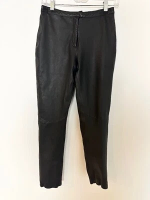 Pantalones Express de cuero genuino para mujer talla 1/2 negros con cierre a presión bolsillo escondido Foto 1 de 4