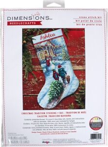 Dimensions Counted Cross Stitch Kit 16" Long-Christmas Tradition Stocking.