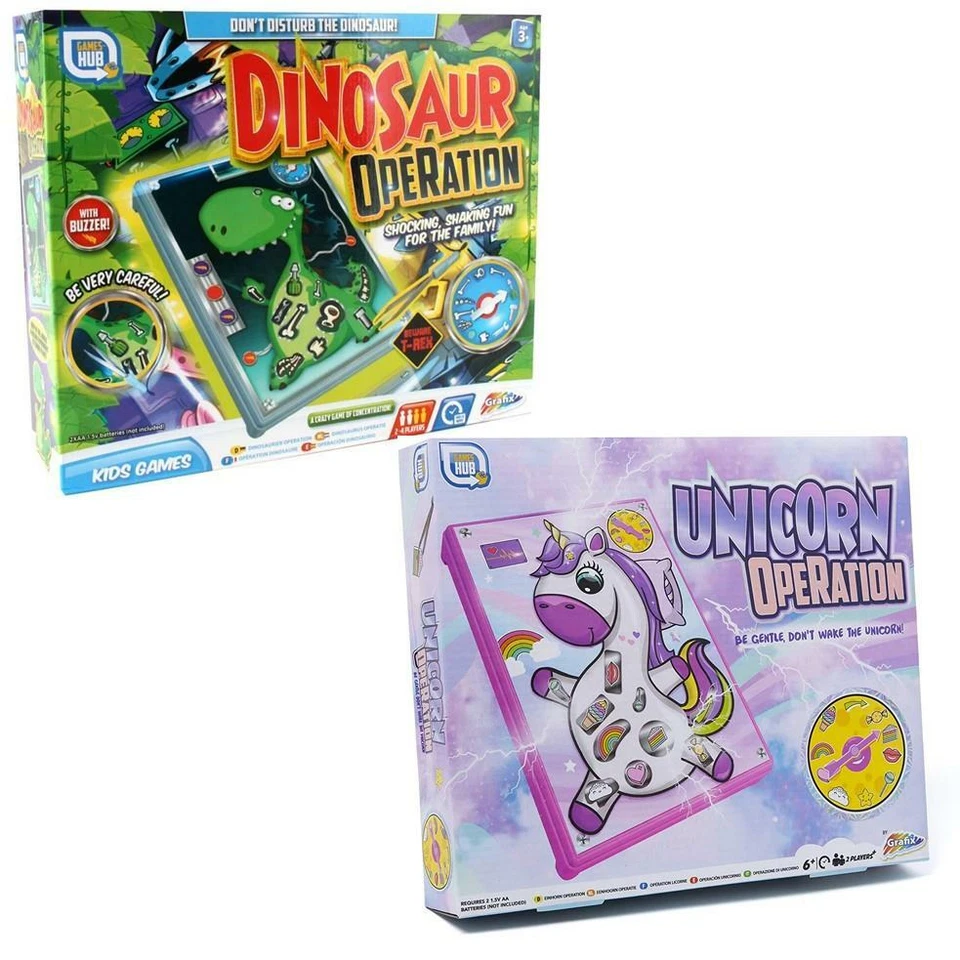 Dinosaur Unicorn Operation Game Kids Family Fun Skills Classic Board Game Gift - Image 1 of 1