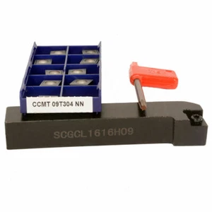 Soporte para herramienta de torneado externo SCGCL 1616H09 (16×100 mm) torno + inserto CCMT09T304 NN - Imagen 1 de 5