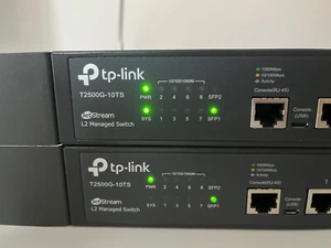 2 X TP-LINK T2500G-10TS Switche - Bundle 8 Port + 2SFP Kabel - Gebraucht TOP - Photo 1/4