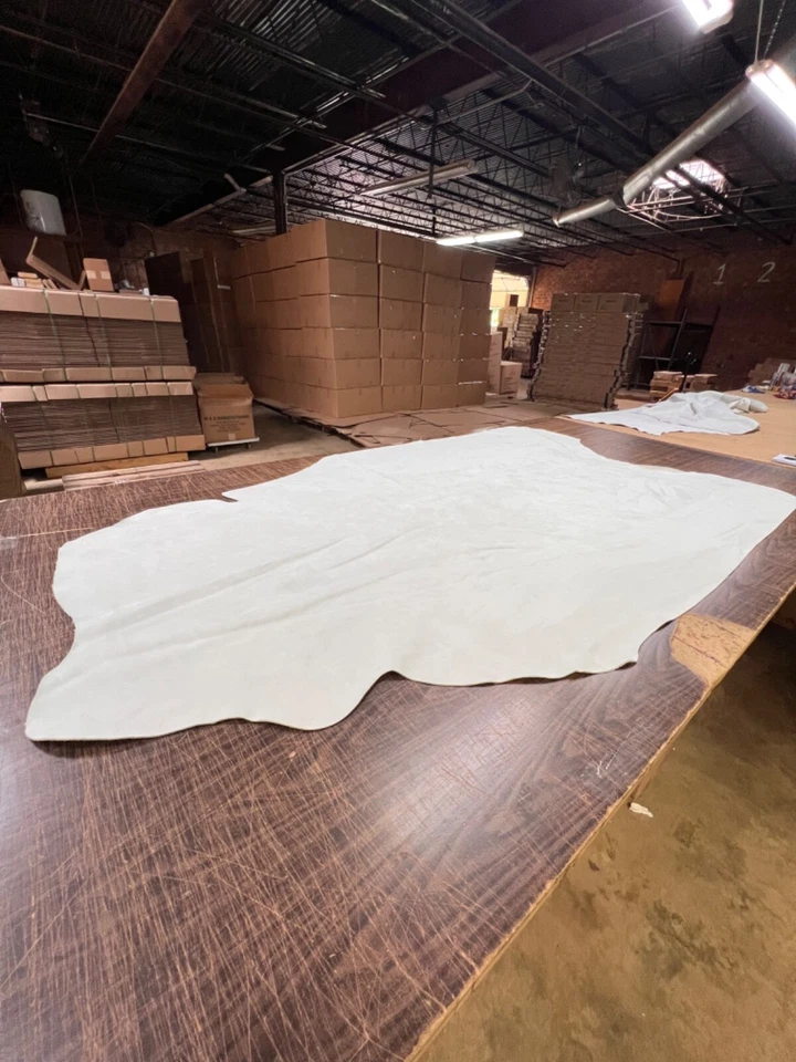 White Suede Leather Hide Upholstery Whole Full Cow Hide ~30 Square Feet - Image 1 of 2