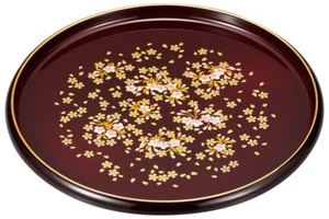 Obon Japanese Urushi tray Cherry Sakura Tamari Yamanaka lacquerware Japan - Picture 1 of 2
