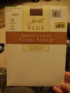 Vtg HANES Absolute Ultra Sheer Control Top Reinforced Toe Pantyhose Brn + Petite - Picture 1 of 10