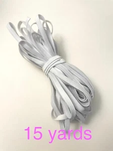 15 Yards of 1/4" Flat Knitted Elastic Band White 7mm 1/4 Inch Soft Elastic NEW - Picture 1 of 3