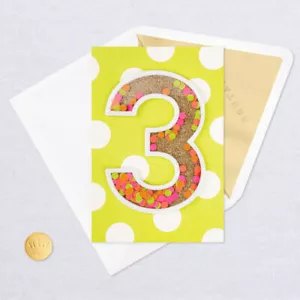Tarjeta de feliz tercer cumpleaños Hallmark por firma ~ Confeti #3 TERCER cumpleaños - Imagen 1 de 2