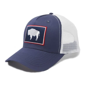 Wyoming State Flag Trucker, Baseball, Snapback Hat (Navy Blue) - Picture 1 of 7