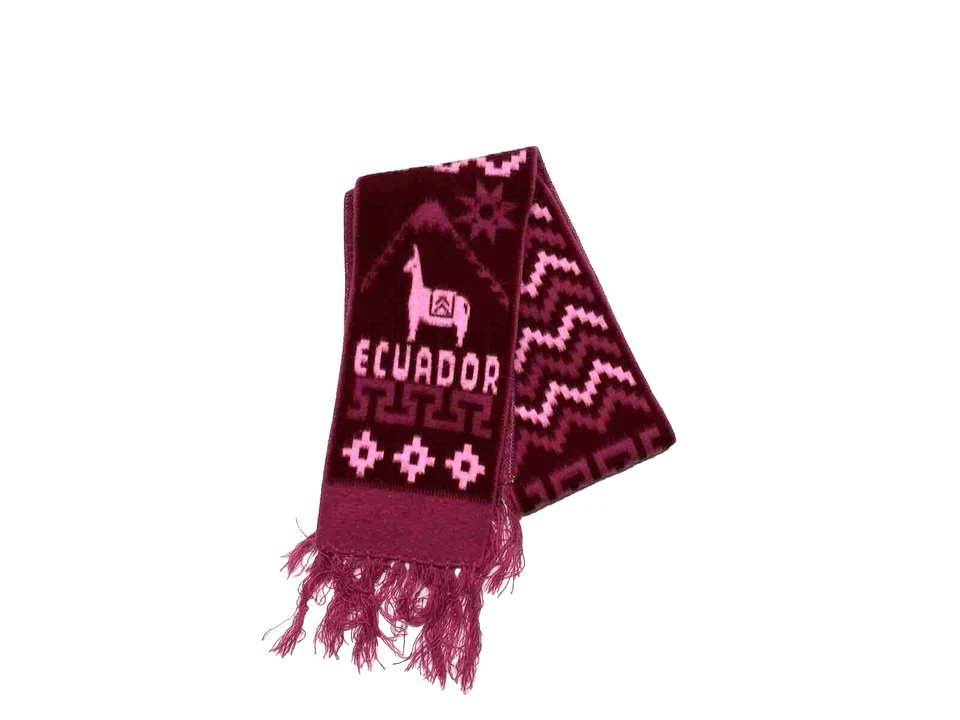 Bufanda ecuatoriana vintage hecha a mano chal púrpura fucsia rosa lana alpaca Ecuador Foto 1 de 4
