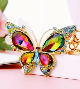 Kristall Strass Schmetterling Schlüsselanhänger Taschenanhänger Gold Farbe🇩🇪DE - Bild 1 von 2