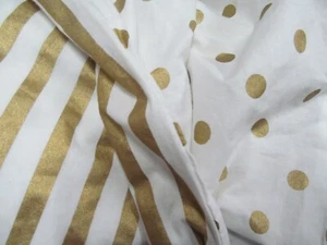 Pottery Barn Emily & Merritt Gold Dots / Stripes Reversible Twin Duvet Cover - Picture 1 of 6