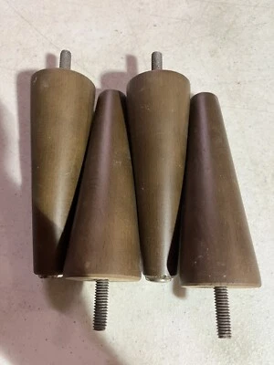 Juego de 4 patas de madera cónicas modernas de mediados de siglo vintage nuevas de 5" atornilladas Foto 1 de 3