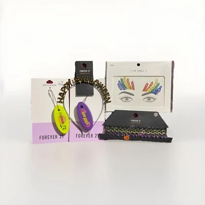 Gargantilha Forever 21 Halloween 3 colar, faixa de cabeça, joias para os olhos e 2 chaveiros novo - Imagem 1 de 4