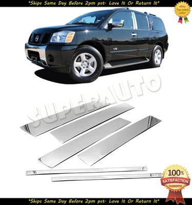 Отделка стоек из нержавеющей стали полированные хромированные для Nissan Armada 2004-15 годов выпуска 6 шт - Изображение 1 из 4