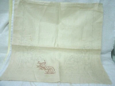 Cross Stitch  Stamped Table Runner/Scarf--1940's Linen--Needs  Work--Vtg Orig - Image 1 of 2