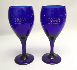 Set of 2 Tobin James Liquid Love Cobalt Blue Wine Glasses Celestial 7 3/8” - Picture 1 of 2