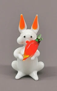 9912055 Mini Glas Figur Oster-Hase mit Möhre Karotte Handarbeit H5cm - Bild 1 von 5