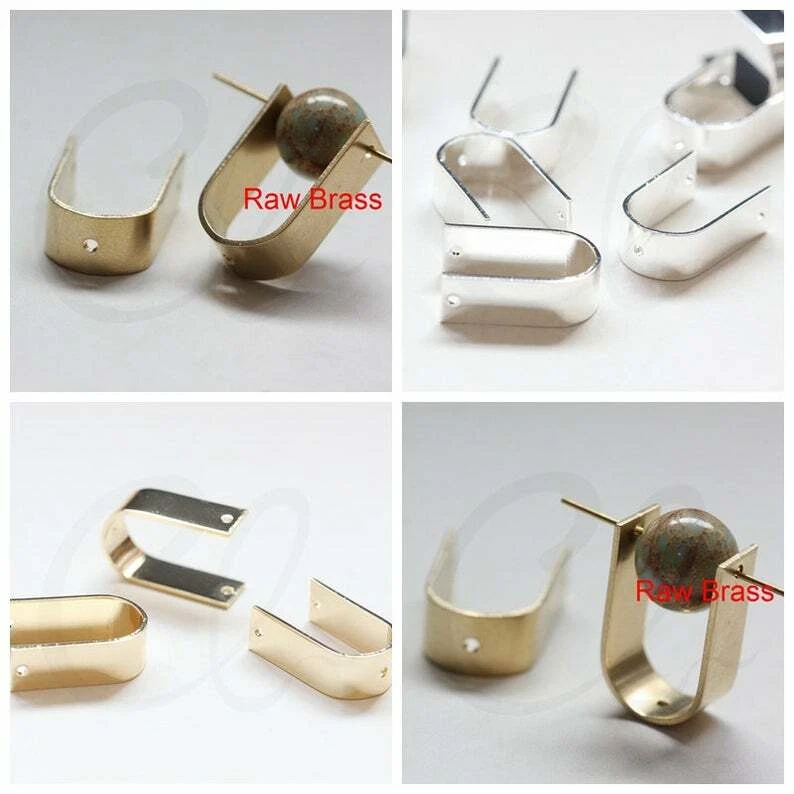 Marco de cuentas de latón macizo - Forma de U con 3 agujeros 19,9x12,5x6,9 mm (3857C-V-228) Foto 1 de 1