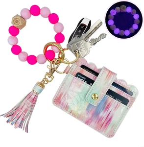 Trendy Keychain Wallet Wristlet with Tassel & Beads for Women - Picture 1 of 13
