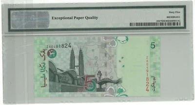 Malaysia RM5 Zeti PMG65 EPQ Replacement Paper Banknote - Image 1 of 2