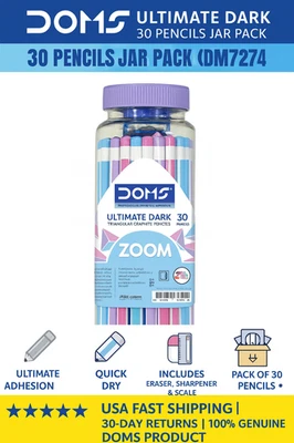 Doms Zoom Ultimate Dark Triangle Pencil Jar 30 Pcs | Sharpener Eraser Scale - Image 1 of 4