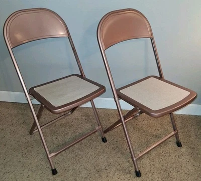 Vintage Mid Century Modern Child Folding Chairs Copper Colored/Tan Hampden Lot 2 - Image 1 of 4