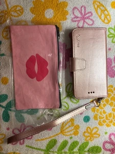 Handyhalter und Brieftasche Hülle mit Lippe Reißverschluss Stoffträger - Bild 1 von 3