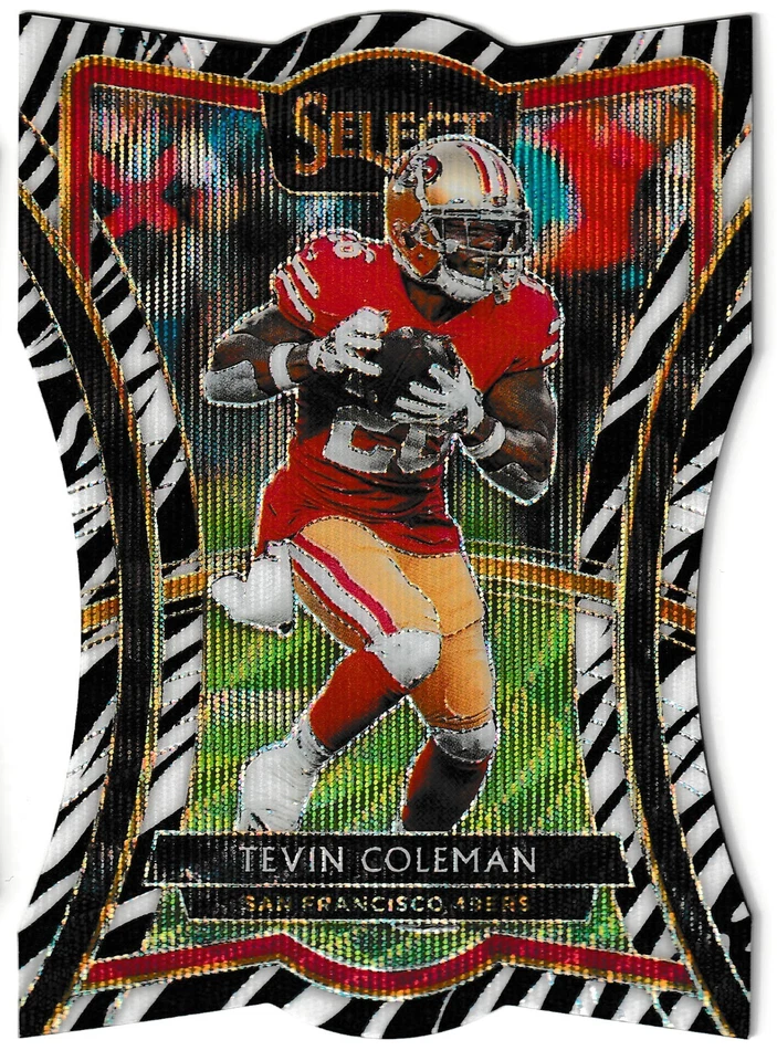 2019 Panini Select Zebra Wave Prizm Tevin Coleman San Francisco SF 49ers - Image 1 of 1