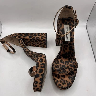 Sandalias Steve Madden Tacones Leopardo Verónica Plataforma Tacón Bloque Talla 7 M Foto 1 de 4