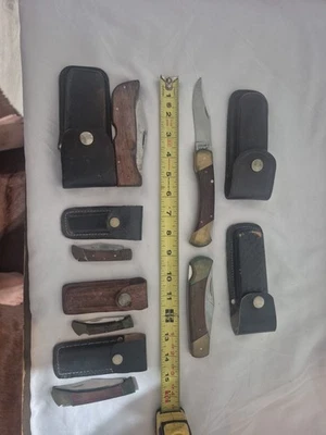 Cuchillo SCHRADE LB7 LOCKBACK Hecho en EE. UU. CON VAINA DE MADERA Lote de 6 Mixto Foto 1 de 4