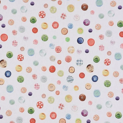 Clarke & Clarke Englischer Dekostoff Polsterstoff Digitaldruck Knöpfe ecru multi - Bild 1 von 4