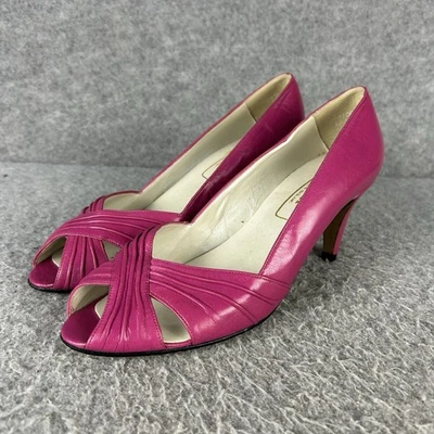 BALLY Tacones de Cuero para Mujer Reino Unido 7 Rosa Punta Abierta Corte Stiletto Sin Cordones Boda Foto 1 de 4