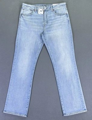 Pantalones de mezclilla American Eagle 34x32 azul Bootcut Airflex desgastados bigotes nuevos Foto 1 de 4