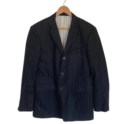 Brooks Brothers 1818 Wool 3 Button Top Coat Size M Blue Pin Stripe Cotton Lined - Image 1 of 4