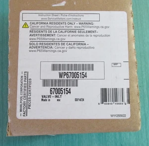 Whirlpool Refrigerator WATER INLET VALVE - OEM Pt. WP67005154 - New! (Open Box) - Picture 1 of 6