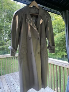 British Mist Raincoat Trench Coat Women Vintage Khaki Size 13/14 Removable Liner - Picture 1 of 10