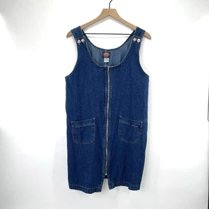 Vintage 90s No Excuses "Cyber Jean" Denim Pullover Kleid Gr. M Zip Up Chore Overall - Bild 1 von 12