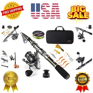 Angelrutenrolle Combo mit Teleskop Angelrute Spinnrolle Tragetasche... - Bild 1 von 9