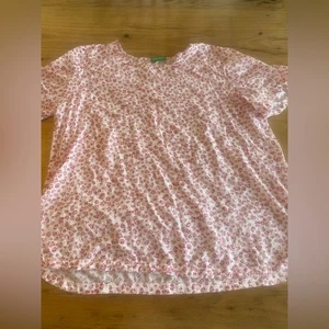 United Colors Of Benetton Delicate Red Floral Short Sleeve Top Women's XL - Picture 1 of 6