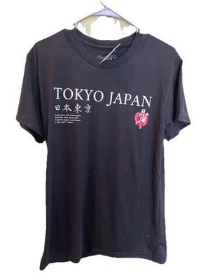 Camisa masculina Tóquio Japão nova com etiquetas por Fresh Laundry preta gráfica média - Imagem 1 de 3