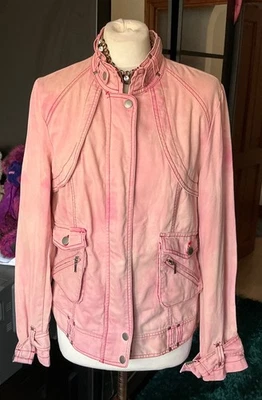 John by John Richmond,stonewashed pink, Military/biker  Style  Jacket size 14 - Image 1 of 4