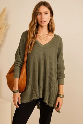 FREE PEOPLE женщин длинным рукавом Henley рубашка маленький (средний) вырез туника стиль - Изображение 1 из 4