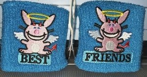 It's Happy Bunny BEST FRIENDS blau Paar Armband Schweißbänder neu mit Etikett neu mit Etikett - Bild 1 von 1