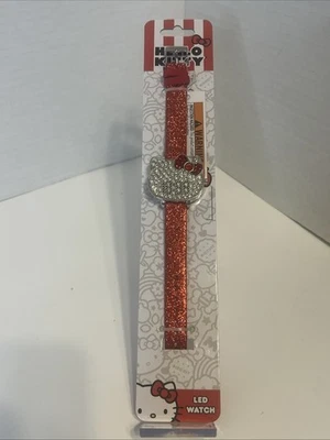 Hello Kitty Watch Women 38mm Silver Tone Red Glitter Crystals Original Packaging - Image 1 of 4
