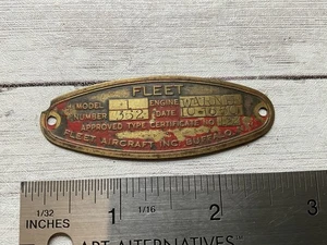 ORIGINAL POST WWI FLEET MODEL 1 1930 AIRCRAFT DATA SPEC NAME PLATE - Bild 1 von 2