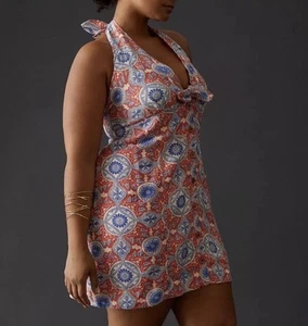 Anthropologie Maeve Halter Slim Button Up Linen Mini Dress Size 1X - Picture 1 of 4