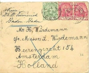 South Africa COGH Cover *Cranock* Netherlands Forwarded Germany Baden 1900 AC315 - Picture 1 of 6