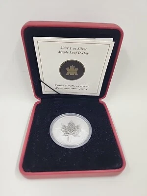 2004 Canadian Maple Leaf D-Day Privy Reverse Proof 1oz 9999 Silver coin Rm374  - Image 1 of 4