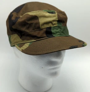 ARMY / MILITARY ISSUE CAP  fitted woodland camouflage hat w/ ear flaps size 7  M - Picture 1 of 14