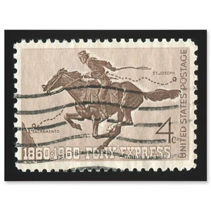 Stamp 1860 1960 Pony Express USA Photo Sacramento St Joseph Framed A3 Art Print - Bild 1 von 21